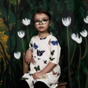 Mimi Rodini Off White Organic Cotton Butterflies Dress Sz 128/134 (8 Years)